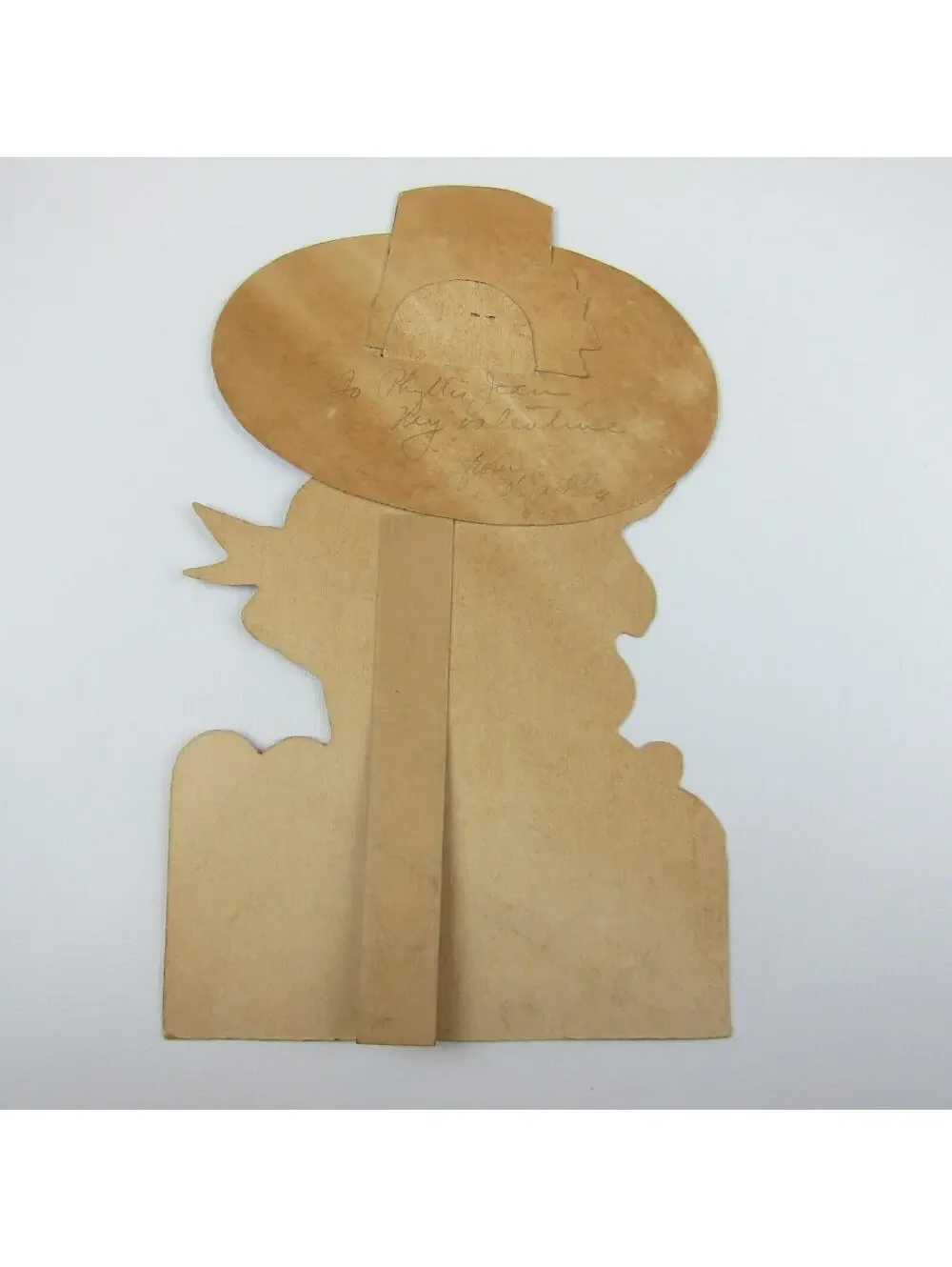 Antique Valentine Card Girl 3D Hat Havanese Puppy Dog LARGE Die Cut Stand Up